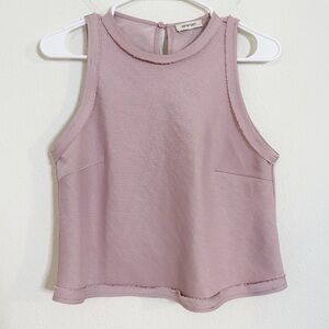 Parentezi raw hem pink sleeveless top